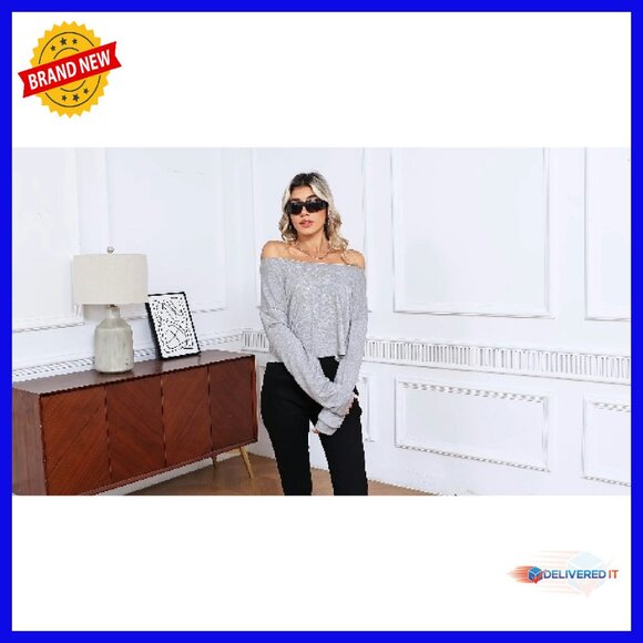 3 Pack Women's Cropped Long Sleeve Tops Boat Neck Loose Fit Tees - Picture 7 of 7